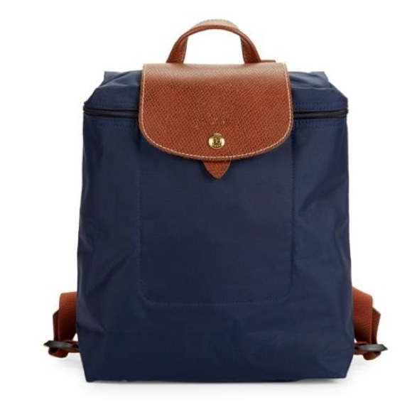 Le Pliage Foldable Backpack - Navy & Brown - Picture 1 of 7